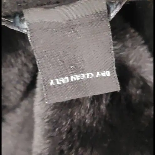 Vintage Black Tally Ho Wool Vest Faux Fur Removable Collar