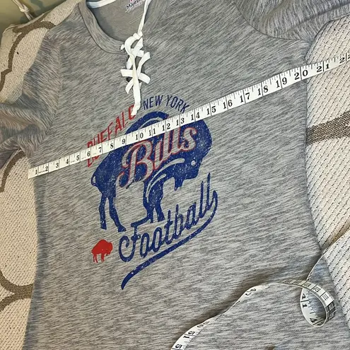 Majestic  New York Buffalo Bills longline split hem v-neck crisscross sweatshirt