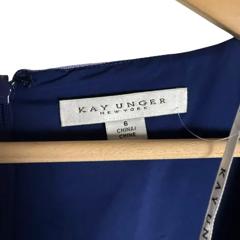 Kay Unger Octavia Blue Floral Print Organza Asymmetric Formal Formal Maxi Gown 6