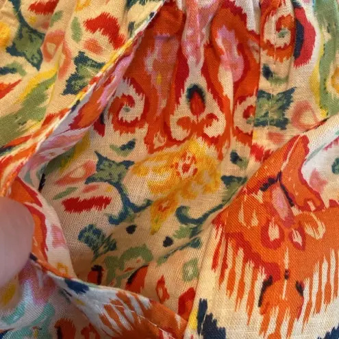 Christian Siriano Linen Blend Balloon Batik Pants Orange Aqua White Size SMALL