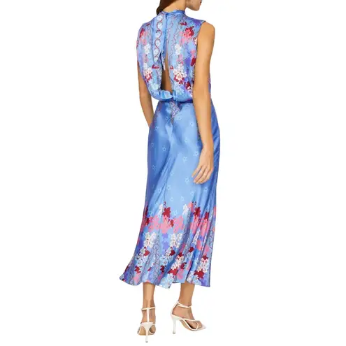 Saloni Sakura Falls Fleur Midi Dress in Blue Multi, Size US 4