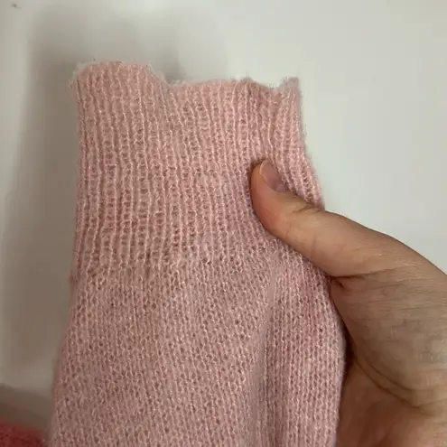 Bibi soft fuzzy striped relaxed Crewneck sweater size S Pink