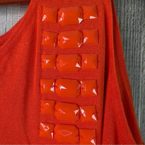 Ashley Stewart Size 18/20 Halter Neck Cold Shoulder Short Sleeve Orange Sweater