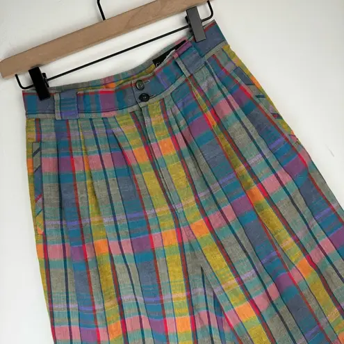 Vtg Giorgio Sant Angelo Bermuda Shorts Sz 6 Rainbow Cotton Linen Academia Blue