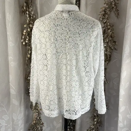 Tudor Court Women’s PM White Sheer Lace Blazer Jacket Coquette Cotfage Coastal Size undefined