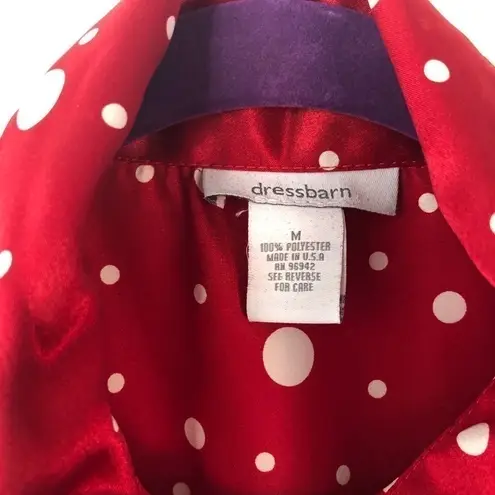 Dress Barn Red Polka Dot Blouse with Tie at Waist Sz M