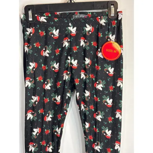Just One Christmas Holiday Theme Plaid Leggings 2 Pcs Women's Medium NWT Black