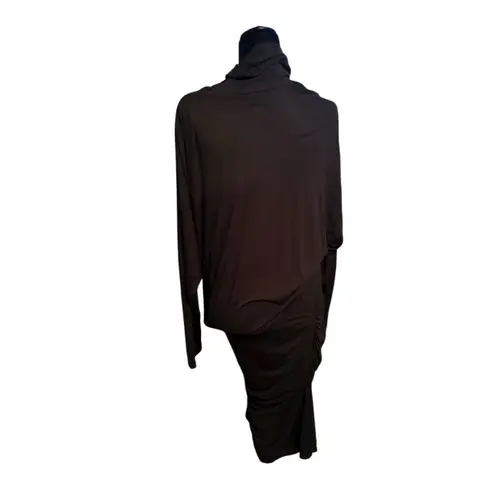 Veronica Beard Manda Dress Womens XL Black Ruched Skirt Turtleneck Dolman