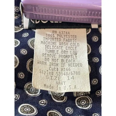 Apostrophe Navy Blue Two Piece 90s Geometric Satin Feel 3/4 Sleeve Skirt Set 14