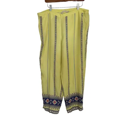 Soft Surroundings Laguna Boho Bohemian Crop Pants Yellow Women’s Size Large