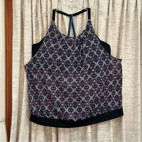 Cacique Swim by Mesh Blouson Swim Tankini with No-Wire Bra - 28