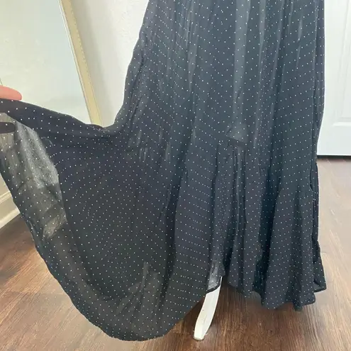 Anna Bella One Size Early 2000's Sheer Black White Polkadot Maxi Skirt Plus Size