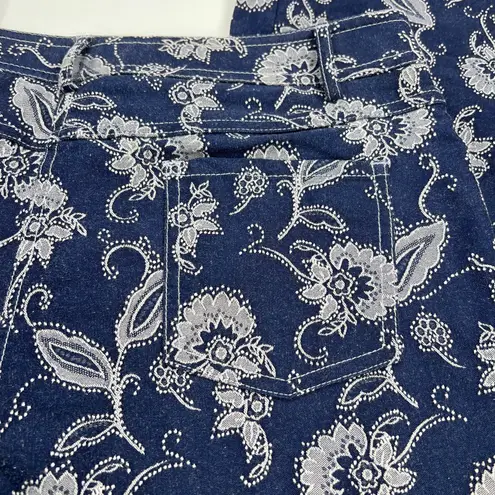 Bamboo Traders High Rise Floral Jacquard Denim Straight Leg Jeans Size 12 Blue thumbnail 10