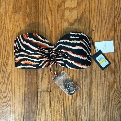DKNY  Bandeau‎ Tie-Front Bikini Top Swimsuit animal print size M NWT