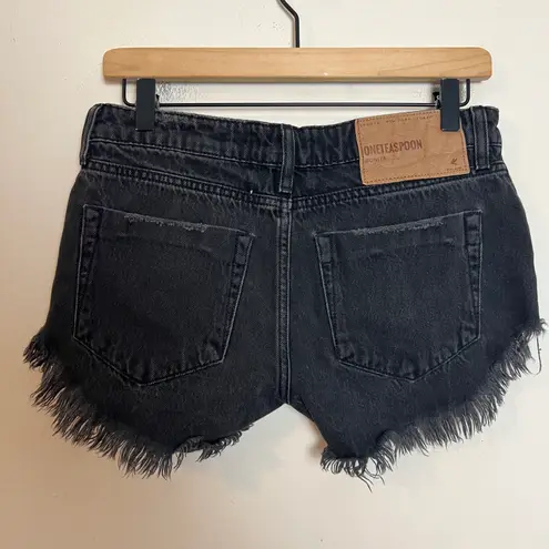 One Teaspoon - Bonitas Low Waist Black Button Fly Raw Cuff Hem Denim Jean Shorts