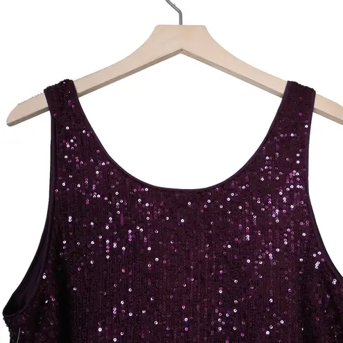 Wildfox  Womens L Armidale Sequin Crop Tank in Dark Purple NEW