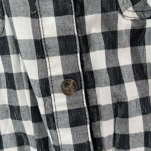 COOGI Shirt Dress Size Large Buffalo Check Plaid W&B Silver Logo Zippers Checked