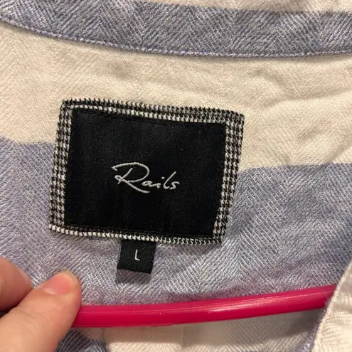 Rails Hunter Wide Striped Georgette Long Sleeve Button Up Shirt Women's Large