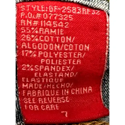 Authentic 579 Jeanswear Denim Blue Mid Rise Straight Leg Embroidered Pockets SZ7 Size undefined