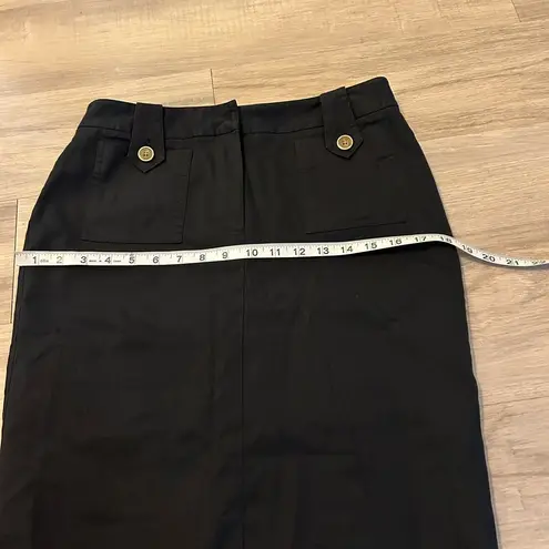 J. McLaughlin  Black Pencil Skirt Front Slit Button Pocket Detail