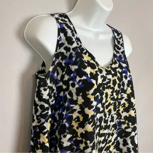 Miss Selfridge Tank Top Tulip Open Back Animal Print Leopard Black Blue Size 2