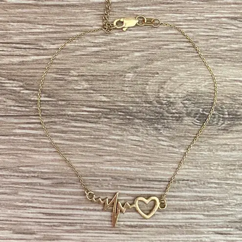 14K Gold Heartbeat Heart Bracelet