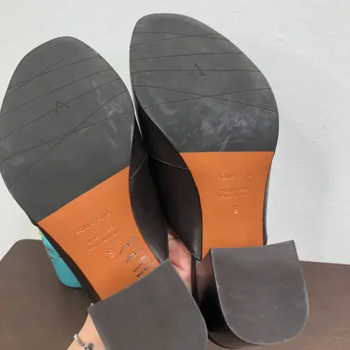 Aquatalia NEW Elaina Calf Leather Slip On Open Toe Mules in Espresso Size 9