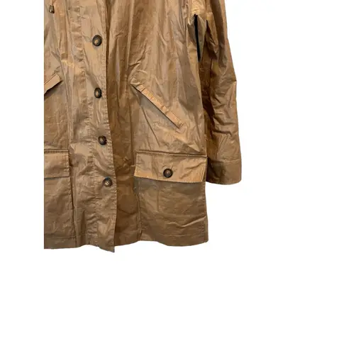 Garnet Hill Coated-Linen Hooded Utility Coastal Rain Jacket Coat 10