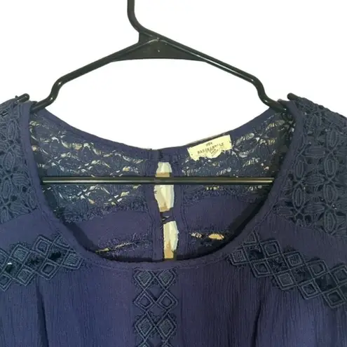 Mason & Belle Navy Blue Lace & Embroidered Sleeveless Blouse Women Sz XL