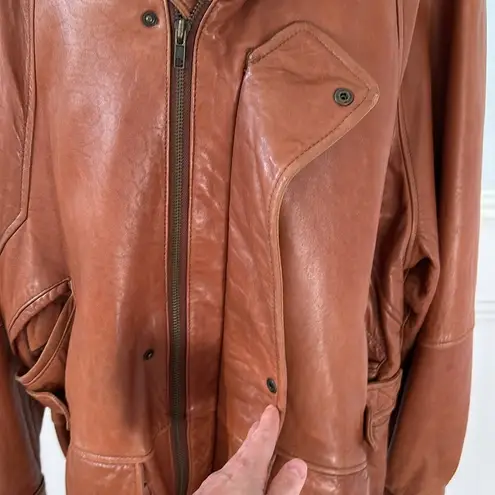 Vintage Eagle Shearling Sherpa Leather Coat Brown Made in Turkey 80s Size XL