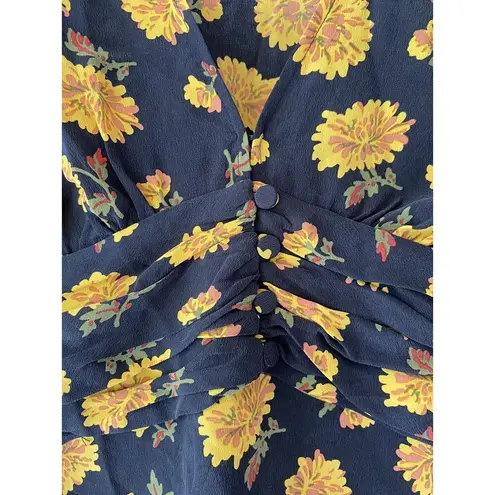 Veronica Beard Marion Long-sleeve Floral Mini Dress In Black Multi $495 10 flaw