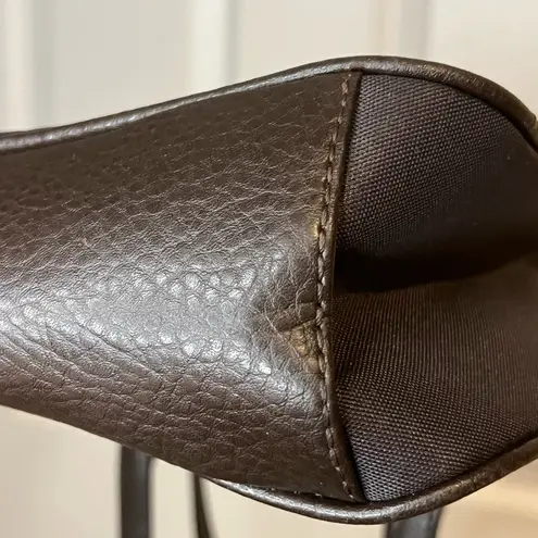 Etienne Aigner Small Vintage Dark Brown Women's Bag with Pebbled Leather Trim