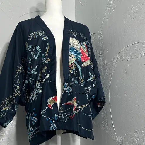 Chic Blue Cardigan with Floral Print | 100% Viscose Red Size undefined