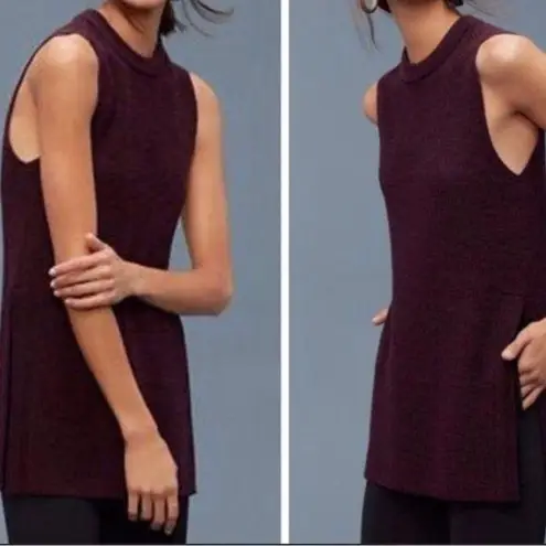 Aritzia Wilfred Palmier Sleeveless Crew Neck Tunic Wool Sweater Purple | Small