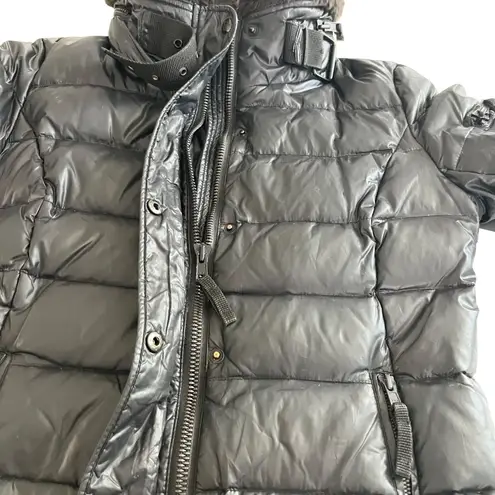 S13/NYC Mercer Black Retractable Hood Faux Fur Trim Down Puffer Coat Jacket S