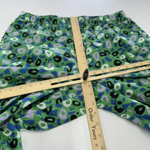 Diane Von Furstenberg  Pants Womens Large Green Blue Floral Nylon Drawstring Boho