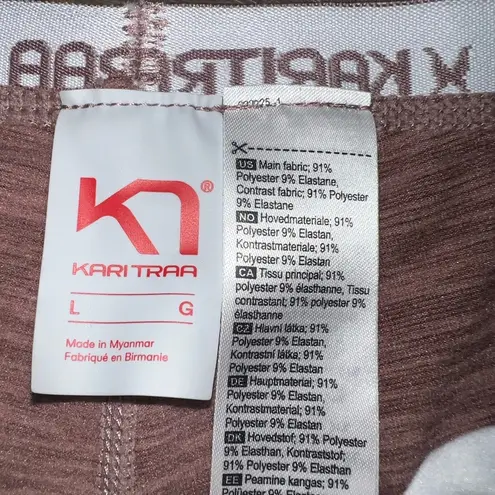 Kari Traa Base Layer Pant LUNE Women's Size Large Faire Isle Fleece Lined Large Brown