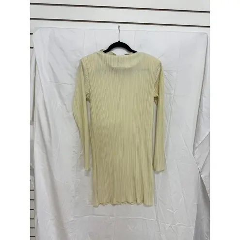 ANINE BING NWT Kira Padded Shoulder Ribbed Mini Dress Buttercream Women's Size S