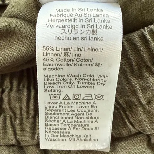 J.Crew Linen Cotton Blend Jogger Pants Drawstring Waist in Olive Green, Size 4 Green