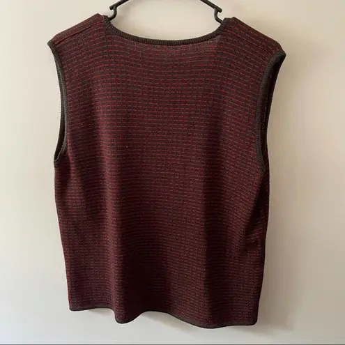 Vintage San Remo Knit Two Piece Tank Jacket Combo Red Size M