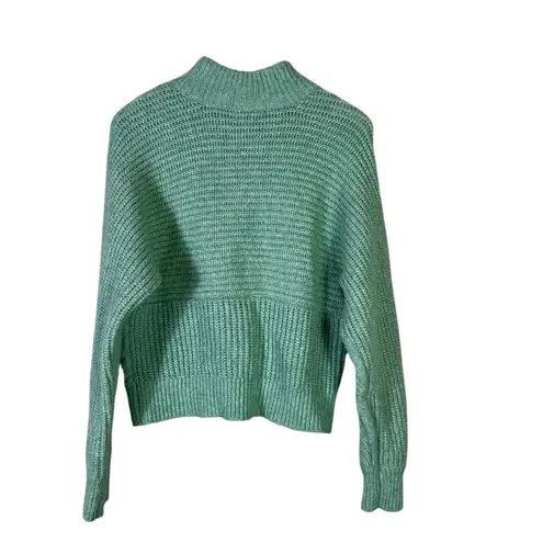 Witty Fox Cable Knit Mock Neck Sweater Womens S Green Textured Cozy Winter