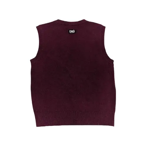 Dolce & Gabbana Vintage Pearl Wool Sweater Vest Maroon Crewneck Preppy Beaded