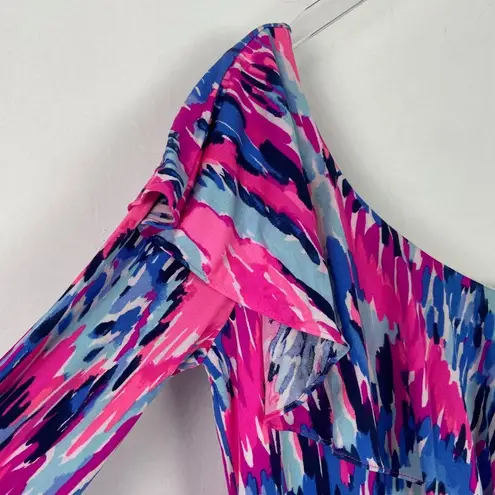 Lilly Pulitzer Amante Silk Jersey Dress Free Spirit One Shoulder Size XS WY504