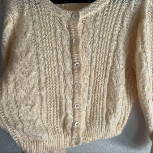 Rouje Paris Azia Mohair Blend Cable Knit Cardigan Buttercream Size 42 US Sz 10