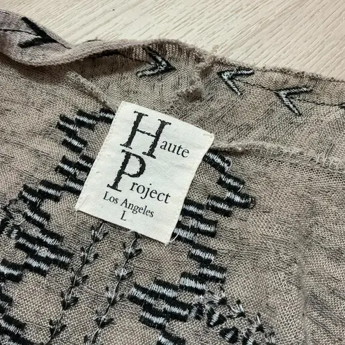 Haute Project Women's Long Open Cardigan Duster Boho Tribal Embroidery Size L Size L