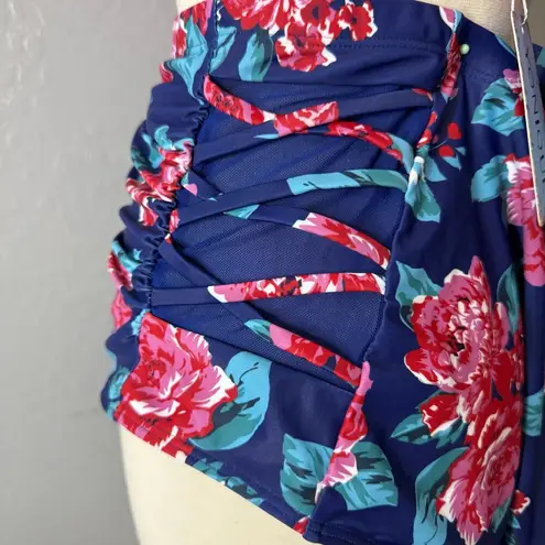 Yonique Twist Front Tummy Control Full Coverage Swimsuit, Pink Floral, 22W