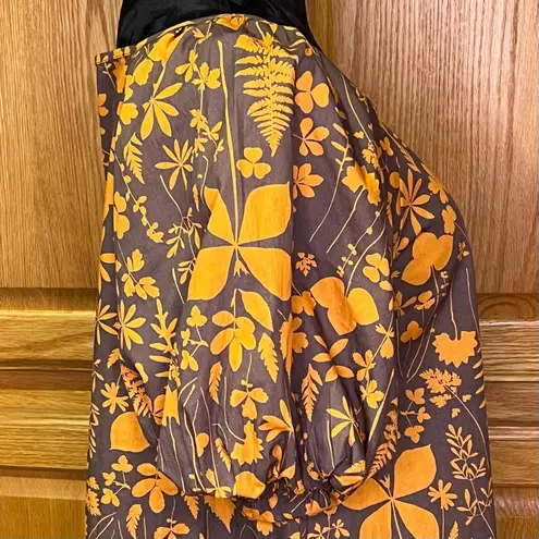 Porridge x Anthropologie Square Neck Puff Sleeve Cotton Poplin Babydoll Dress XS Orange