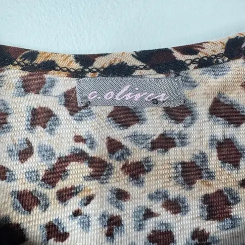 C. OLIVER Women S ANIMAL SILVER BEADED EMBELLISHED COLD SHOULDER CUT OUT TOP Y2K Black