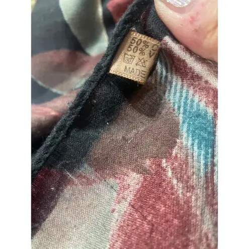 Multicolor Feather Print Scarf Wrap Shawl 90" L X 37" W Cotton & Viscose Blend Black