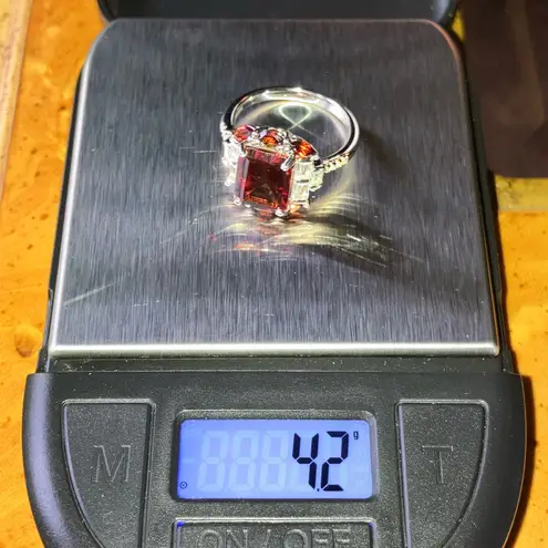 Red Labradorite Vermelho Red Garnet Sterling Silver Ring Size 7